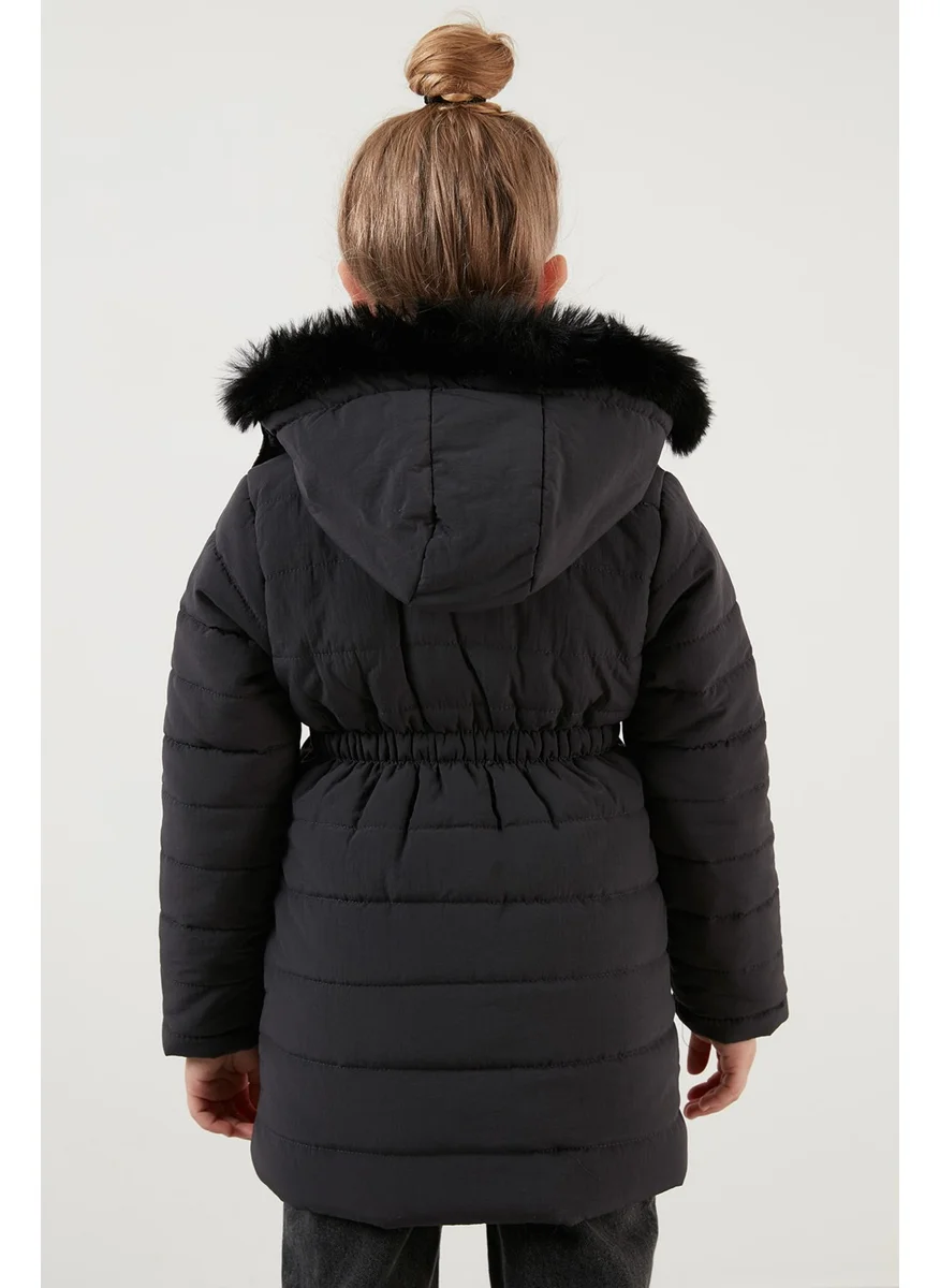 Lela Faux Fur Collar Plush Lined Hooded Coat with Pockets Girl's Coat 6035030