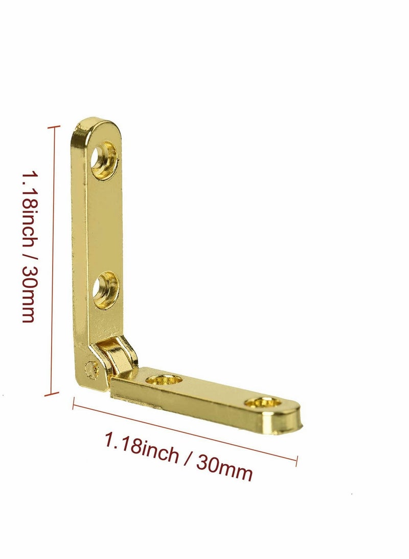 90 Degree Zinc Alloy Hinges for Wooden Jewelry Boxes, 20 Pcs Mini Side Rail Hinges for Chest Cases and Cabinets, 30 x 30mm, Gold Finish - Image 4