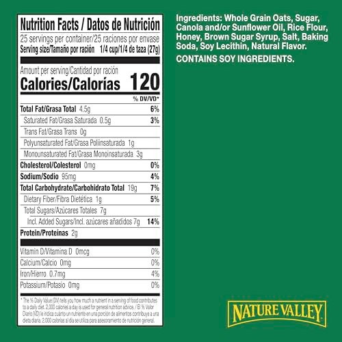 Nature Valley Crunchy Granola, Oats and Honey, Resealable Snack Pouch, Family Size, 24 oz - Image 2