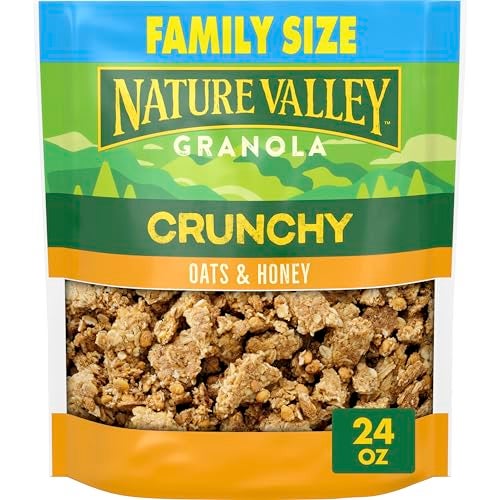 Nature Valley Crunchy Granola, Oats and Honey, Resealable Snack Pouch, Family Size, 24 oz - Image 1