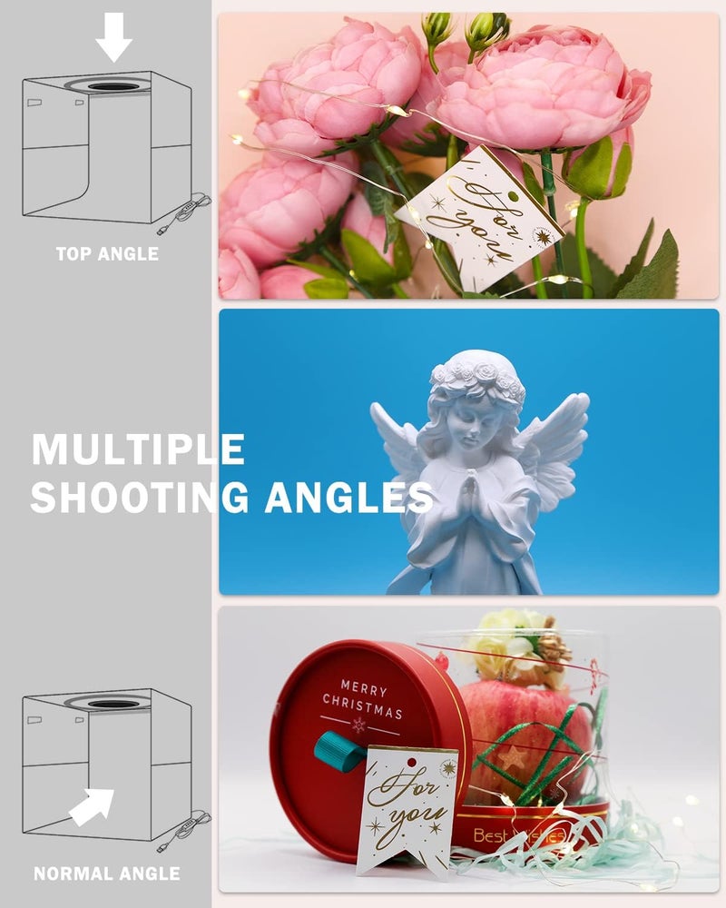 PULUZ 9.8"/25cm Foldable Portable Photo Studio Light Box, Adjustable Brightness Light Box Photography Lighting Shooting Tent Kit, with LED Lights and 12 Colors Backdrop - Image 3