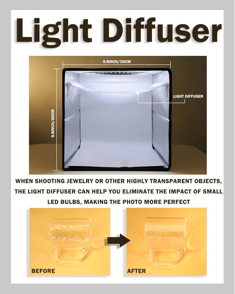 PULUZ 9.8"/25cm Foldable Portable Photo Studio Light Box, Adjustable Brightness Light Box Photography Lighting Shooting Tent Kit, with LED Lights and 12 Colors Backdrop - Image 4