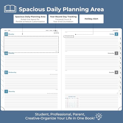 IN-LUXPRO Weekly Monthly 2026 Planner (Jan.26-Dec.26),6.5"x3.75",12 Months Agenda Plan with Month Tabs & Pocket,Expenses/Note Pages, Appointment Book Calendar with Hardcover Vegan Leather Cover,Red - Image 3
