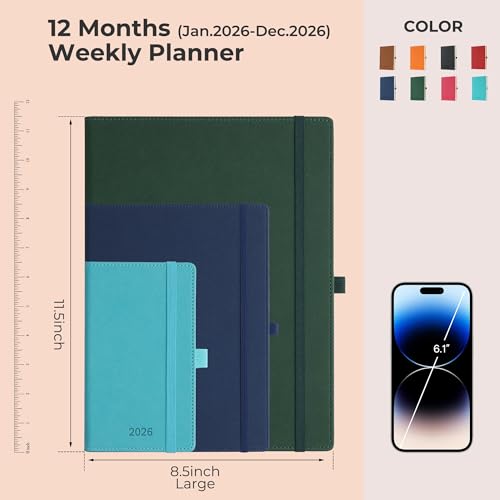 IN-LUXPRO Weekly Monthly 2026 Planner (Jan.26-Dec.26),6.5"x3.75",12 Months Agenda Plan with Month Tabs & Pocket,Expenses/Note Pages, Appointment Book Calendar with Hardcover Vegan Leather Cover,Red - Image 2