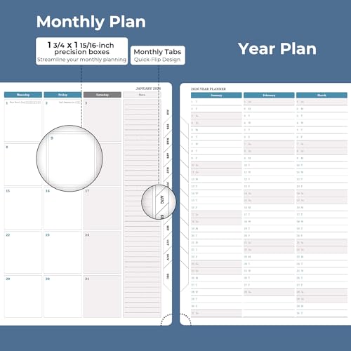 IN-LUXPRO Weekly Monthly 2026 Planner (Jan.26-Dec.26),6.5"x3.75",12 Months Agenda Plan with Month Tabs & Pocket,Expenses/Note Pages, Appointment Book Calendar with Hardcover Vegan Leather Cover,Red - Image 4