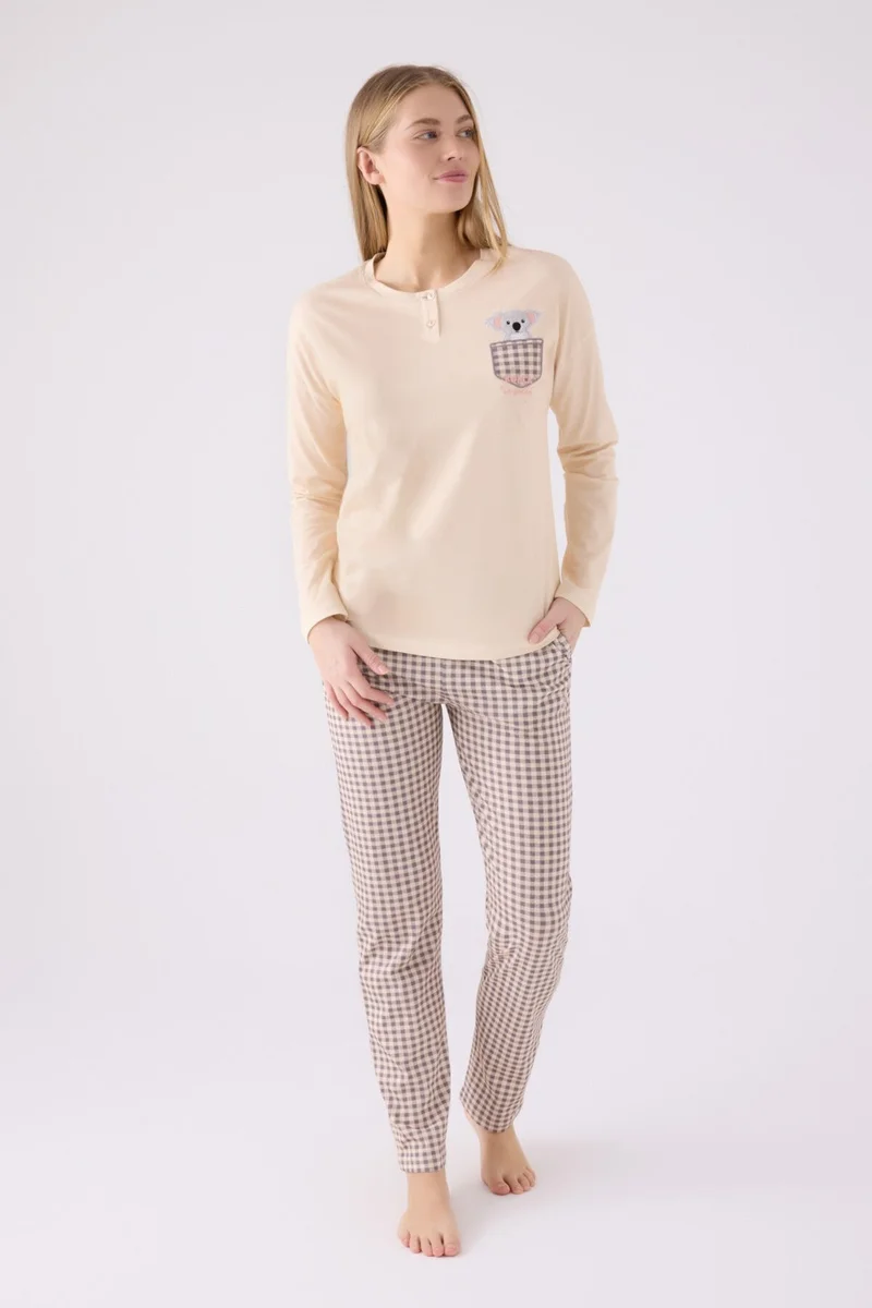 Arnetta Women's Long Sleeve Pajama Set AR3094 Biscuit
