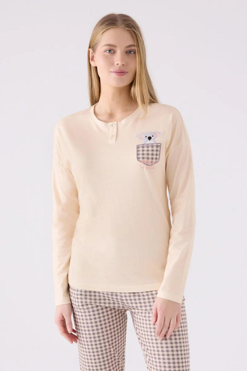 Arnetta Women's Long Sleeve Pajama Set AR3094 Biscuit