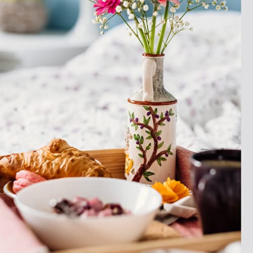 Dicunoy Set of 2 Bamboo Serving Tray, Solid Wood Breakfast Tray with Handles and Arc Angles, Large Size for Food, Dinner, Tea, Coffee, Bar, Parties, 15.6" L x 10.8" W /12.6" L x 8.5" W - Image 4