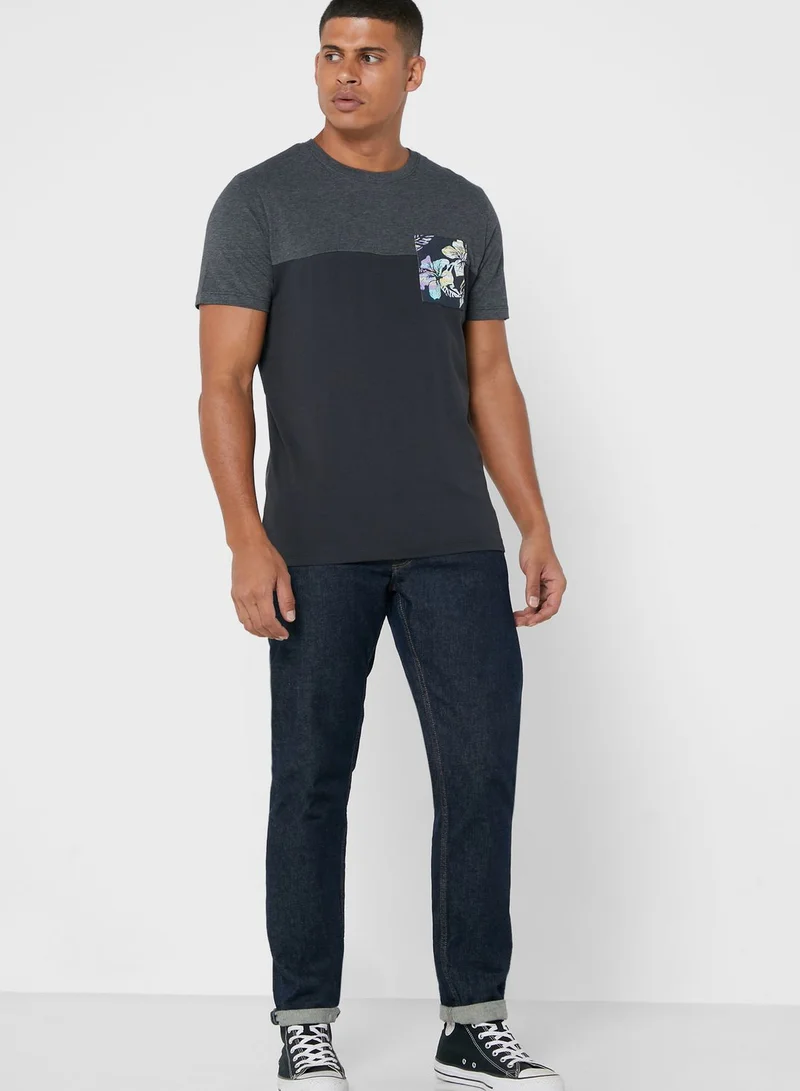 JACK & JONES Color Block Crew Neck T-Shirt