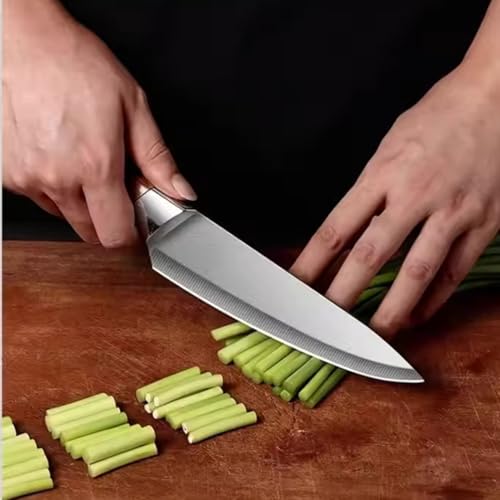 Machado Professional Chef Knife with Sheath – 8-Inch Stainless Steel Blade & Wood Rivet Fixed Handle – Multipurpose Kitchen Knife for Chopping, Slicing & Dicing – Razor Sharp, Ergonomic Design - Image 2