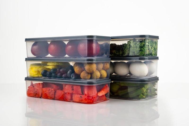 HomeWiz Airtight Plastic Food Storage Containers Set | 6-Piece Kitchen & Fridge Organizer Box | Leak-Proof, BPA-Free, Durable, 1200ml, Gray Color | Kitchen Storage box, Kitchen Accessories Items - Image 1