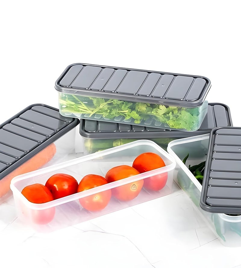 HomeWiz Airtight Plastic Food Storage Containers Set | 6-Piece Kitchen & Fridge Organizer Box | Leak-Proof, BPA-Free, Durable, 1200ml, Gray Color | Kitchen Storage box, Kitchen Accessories Items - Image 2
