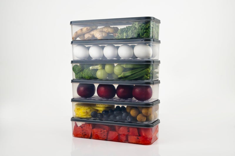HomeWiz Airtight Plastic Food Storage Containers Set | 6-Piece Kitchen & Fridge Organizer Box | Leak-Proof, BPA-Free, Durable, 1200ml, Gray Color | Kitchen Storage box, Kitchen Accessories Items - Image 4