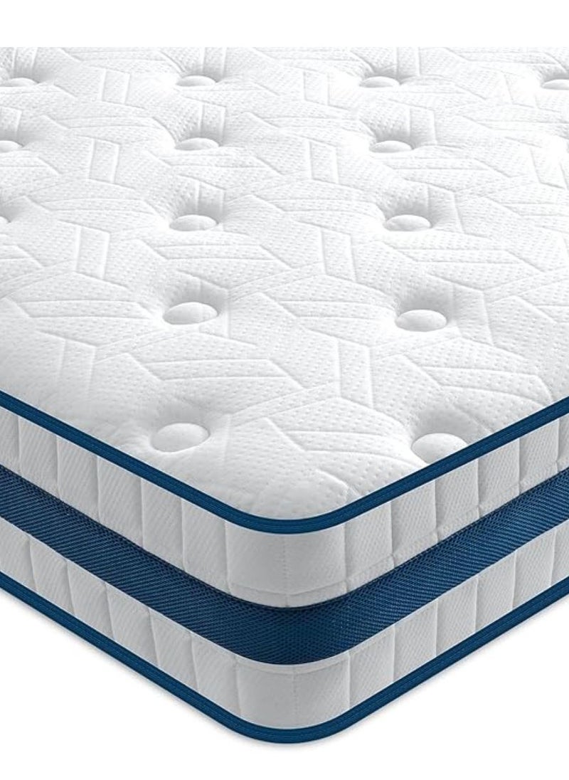 Tencel Jacquard Knitted Fabric Compressible Mattresses Independent Bagged Spring Reversible High density rebound sponge Soft 180x30x30cm - White