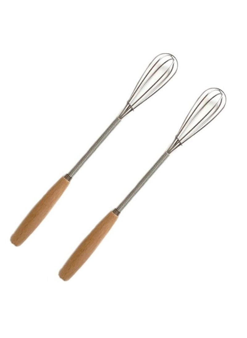 Generic - Stainless Steel Wire Egg Beater with Wooden Handle for Mixing Ingredients and Mixing Sauces (2pcs) - Image 1