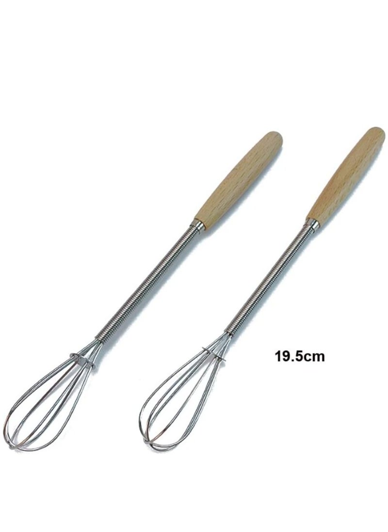 Generic - Stainless Steel Wire Egg Beater with Wooden Handle for Mixing Ingredients and Mixing Sauces (2pcs) - Image 1