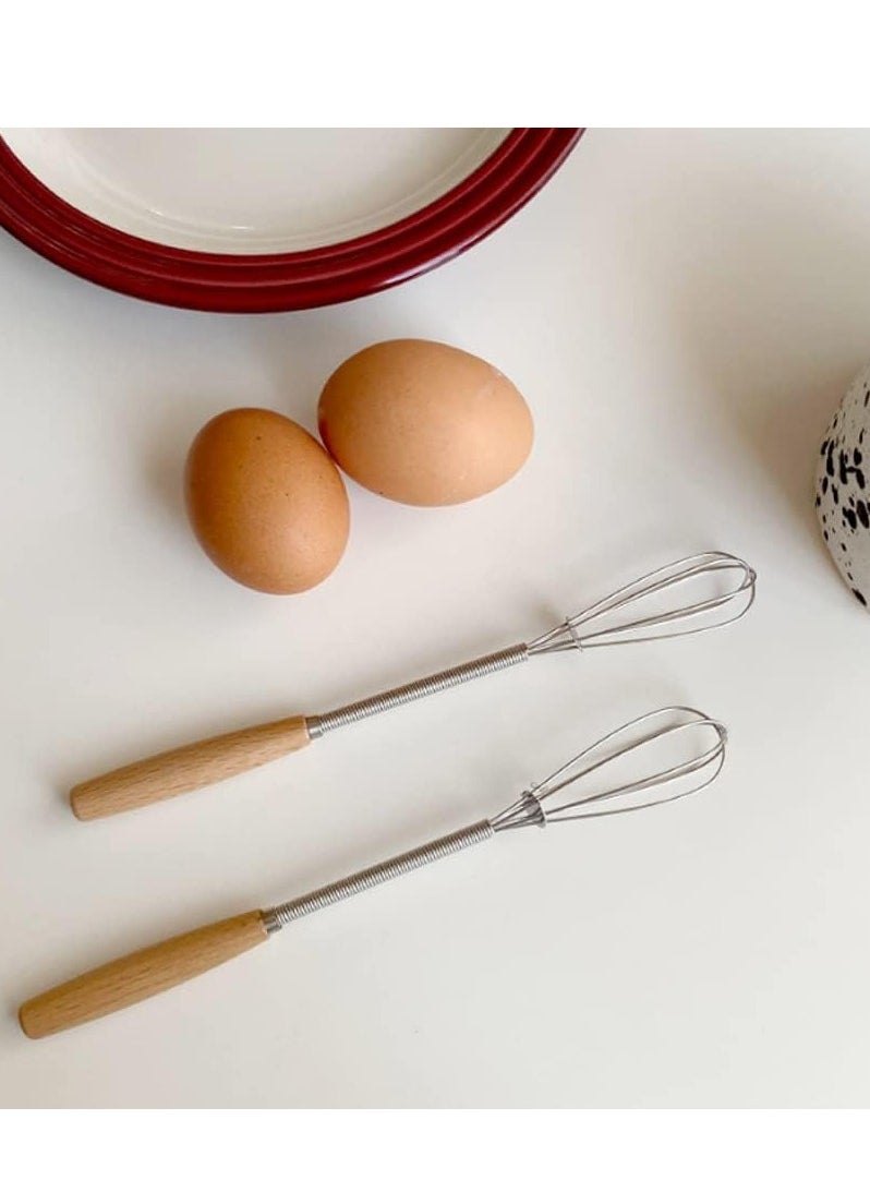 Generic - Stainless Steel Wire Egg Beater with Wooden Handle for Mixing Ingredients and Mixing Sauces (2pcs) - Image 1