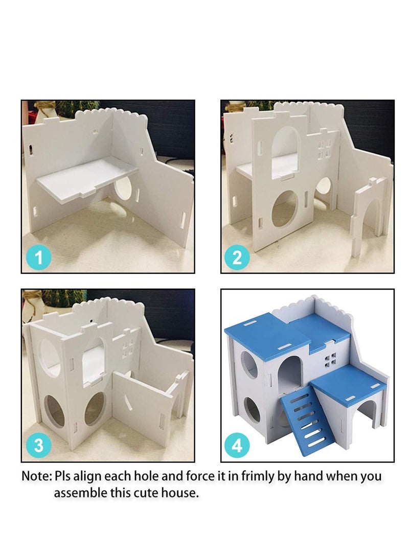 null - Hamster House, Wooden Pet Small Animal Hideout with Funny Climbing Ladder Exercise Toys, Luxury Two Layers Hut for Dwarf Hamster, Chinchilla, Rat, Gerbil - Image 1