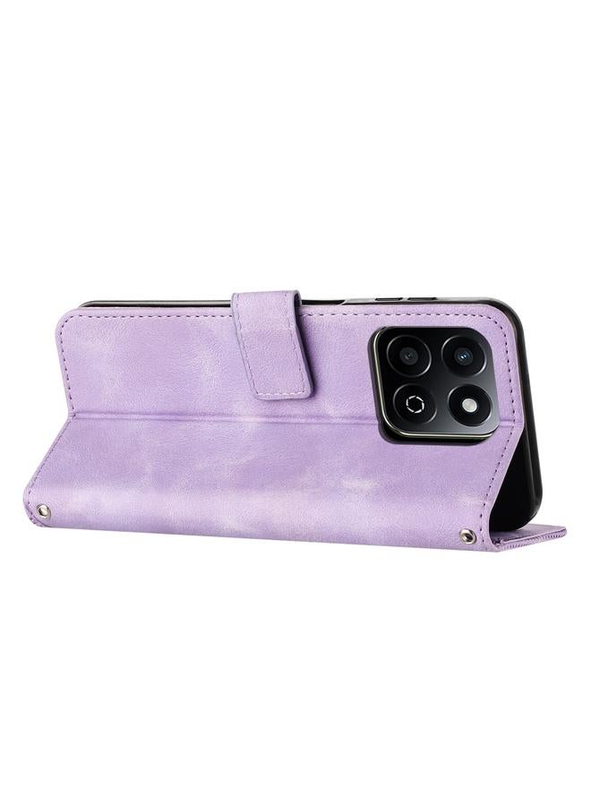 Green Tiger Case For Honor X7c 4G / 200 Smart Dream Triangle Leather Phone Case with Lanyard - Image 3