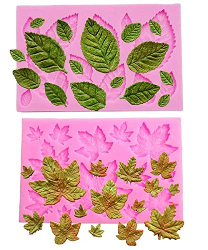 SUNKOOL Leaf Mold Silicone Leaves Fondant Molds,Tree Leaves Mold for Cake Decoration,Maple Leaf Candy Molds,Cupcake Topper,Polymer Clay,Crafting,Chocolate,Resin - Image 1