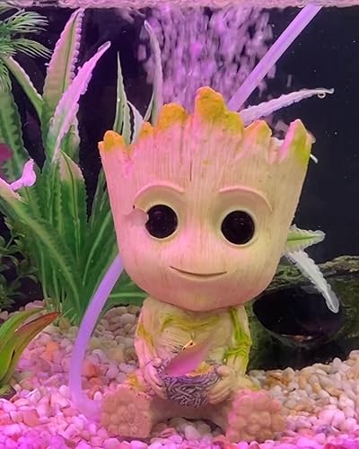 TEEMO Aquarium Groot Air Bubbler Decorations, Air Bubbler Resin Brown Decorations for Fish Tank. - Image 5