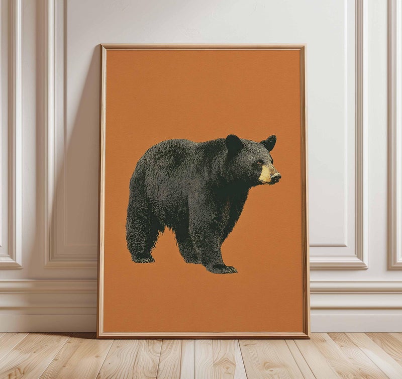 TNESSENTIAL Vintage Black Bear Poster, Mid-Century Modern Wildlife Art Print - Image 1