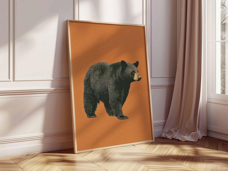 TNESSENTIAL Vintage Black Bear Poster, Mid-Century Modern Wildlife Art Print - Image 2