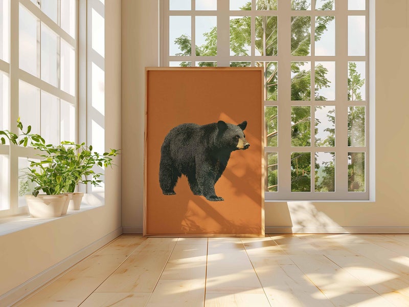 TNESSENTIAL Vintage Black Bear Poster, Mid-Century Modern Wildlife Art Print - Image 4