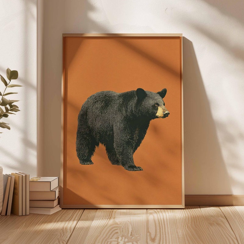 TNESSENTIAL Vintage Black Bear Poster, Mid-Century Modern Wildlife Art Print - Image 5