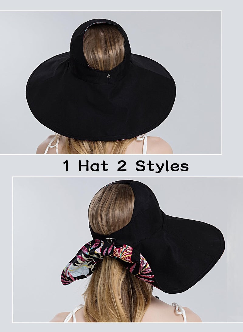 SYOSI Sun Hats for Women Lovely Summer Ladies Sun Hat Floppy Cotton Wide Brim Hat Double-Sided Foldable Hats Uv Protection Travel Hat Hiking Hat Fishing Hat - Image 3