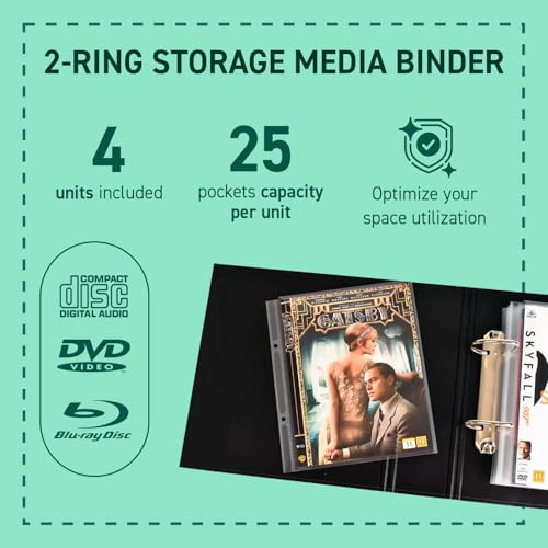 Tarifold DJOIS by Tarifold - CD & DVD 2-Ring Binder - Durable CD & DVD Storage - Durable Material - A5 Size - Holds 25 Sleeves - Pack of 4 - Space-Saving - Made in Denmark - Black - Image 4
