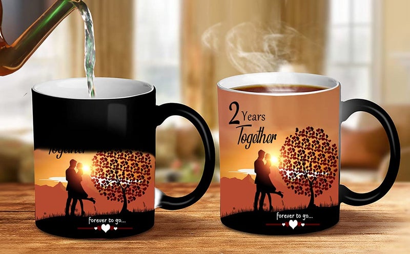 Me & You فنجان القهوة السحري ME & YOU مفاجأة هدية الذكرى السنوية للزوجة، الزوج، العم، العمة، الشخص المميز | اقتباس سنتين معًا مطبوع على فنجان القهوة السحري الخزفي لمفاجأة هدية الذكرى السنوية - Image 1