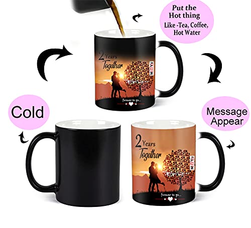 Me & You فنجان القهوة السحري ME & YOU مفاجأة هدية الذكرى السنوية للزوجة، الزوج، العم، العمة، الشخص المميز | اقتباس سنتين معًا مطبوع على فنجان القهوة السحري الخزفي لمفاجأة هدية الذكرى السنوية - Image 3