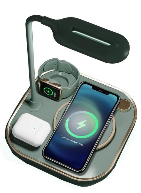 Wireless Charger 4 in 1 Fast Wireless Charging Station with Desk Lamp 15W Charging Stand Compatible with All iPhone 8/9/11/12/13/14/pro/max Series Huawei/Samsung/Apple Watch Earphone