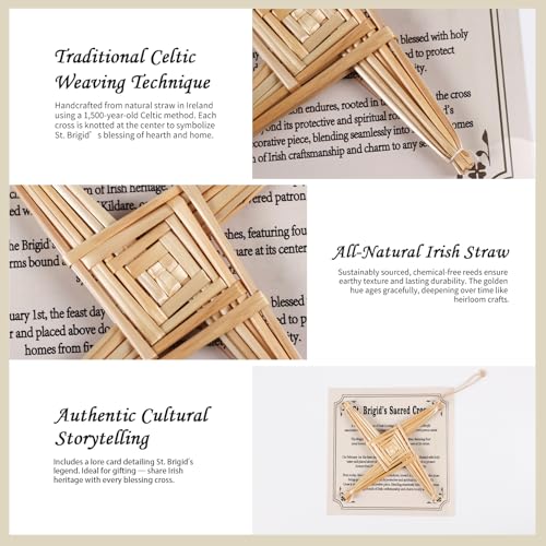 Brilucky Traditional St. Brigid's Wall Cross, Celtic Cross Imbolc Decor, Irish Blessing Wall Decor, 8 Inch - Image 3