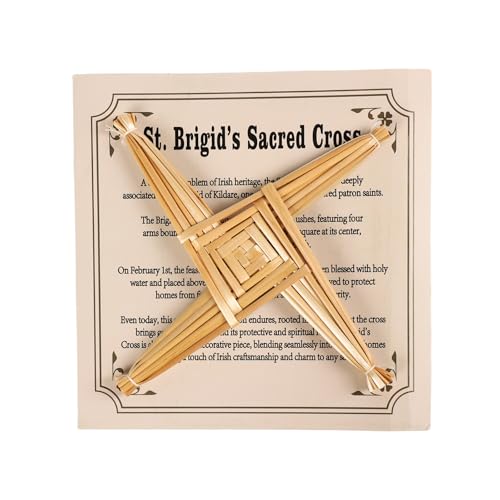 Brilucky Traditional St. Brigid's Wall Cross, Celtic Cross Imbolc Decor, Irish Blessing Wall Decor, 8 Inch - Image 1