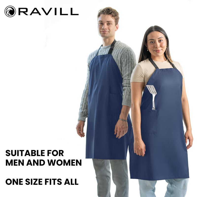 Ravill Waterproof Apron For Men and Women - 2 Pockets - Blue - 35" Multi Purpose Work Aprons for Dishwashing, Dog Grooming, Cleaning - Heavy Duty Plastic Dishwasher Apron - Water Resistant Kitchen Apron - Image 4