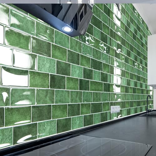 Art3dwallpanels 10-Sheet Peel and Stick Backsplash, 11.02'' x 8.46'' Peel and Stick Tile, 3D Self Adhesive Tile for Kitchen, Bathroom, Laundry Room, Dark Green - Image 4