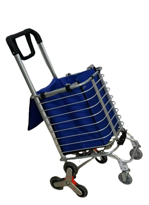 Foldable Shopping Trolley with Stair Climber Wheels / Rotating Handle / 20kg Max Load / 8 Wheels / Versatile Use / Lightweight and Durable / Easy Transport - Silver