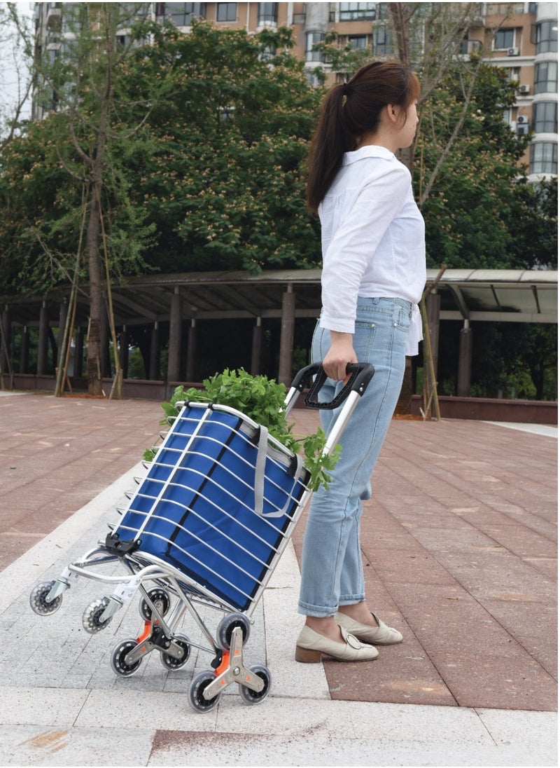 GREEN LION - Foldable Shopping Trolley with Stair Climber Wheels / Rotating Handle / 20kg Max Load / 8 Wheels / Versatile Use / Lightweight and Durable / Easy Transport - Silver - Image 1