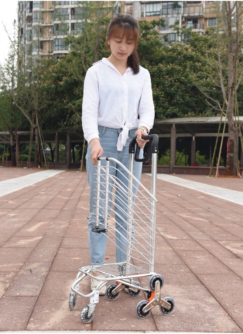 GREEN LION - Foldable Shopping Trolley with Stair Climber Wheels / Rotating Handle / 20kg Max Load / 8 Wheels / Versatile Use / Lightweight and Durable / Easy Transport - Silver - Image 1