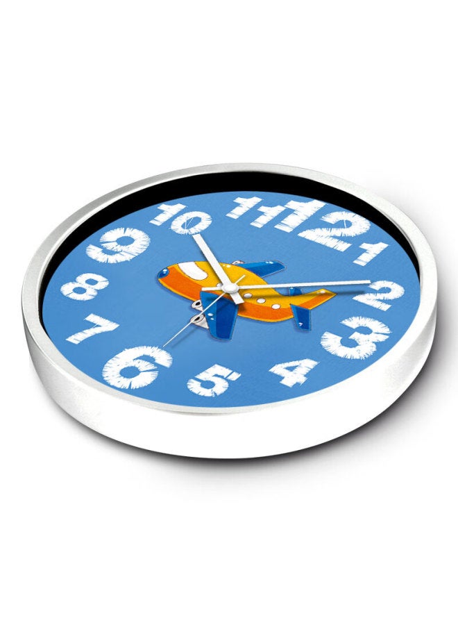 Momen Wall Clock, Bedroom Wall Clock For Children's Room, Cartoon Small Airplane Clock, Quartz Clock, 12 Inches, He0143, Metal White - Image 4