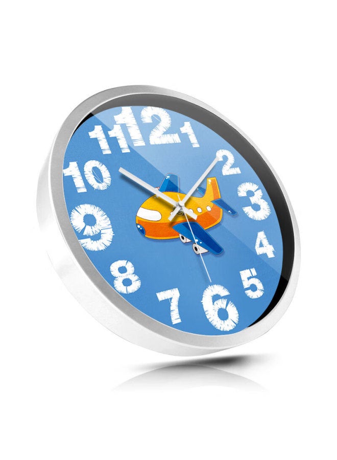 Momen Wall Clock, Bedroom Wall Clock For Children's Room, Cartoon Small Airplane Clock, Quartz Clock, 12 Inches, He0143, Metal White - Image 3
