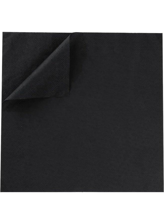 Beforyou 100 Pack Cocktail Napkin 2-Ply Dessert Napkins Folded 5 X 5 Inches Disposable Napkins For Dinner Wedding Birthday Party Bridal Anniversary Reception Event (101, Black)  - Image 1