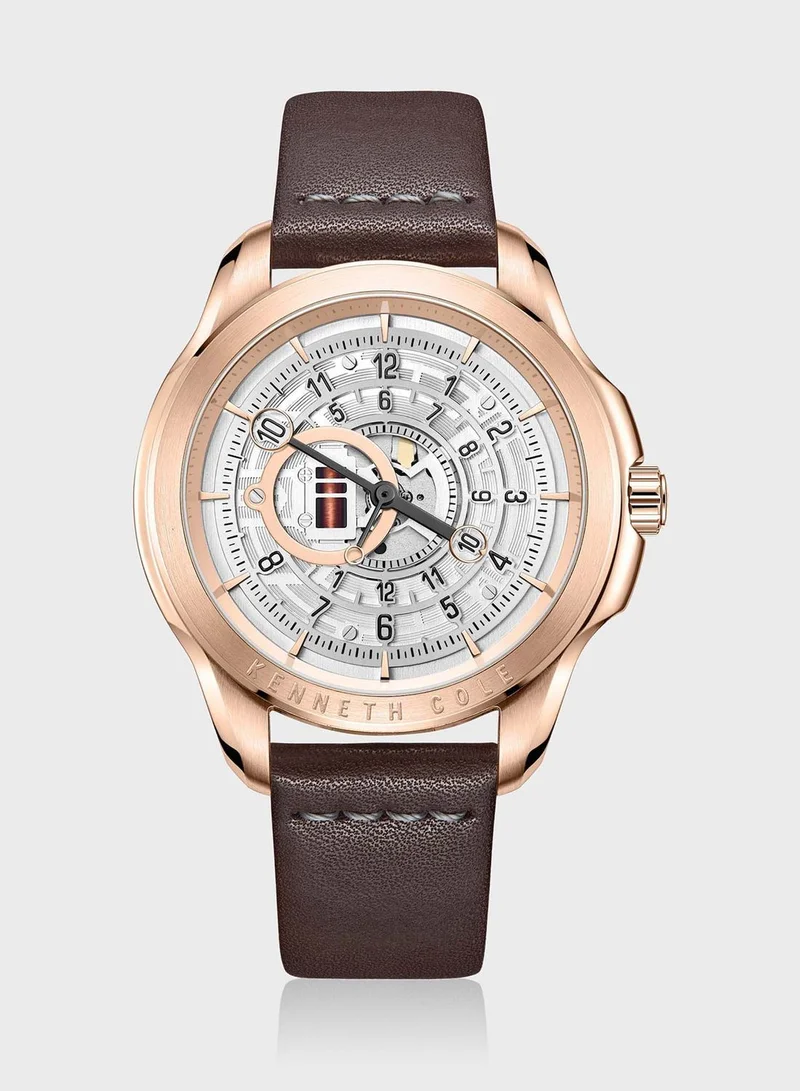 Kenneth Cole Leather Strap Analog Watch