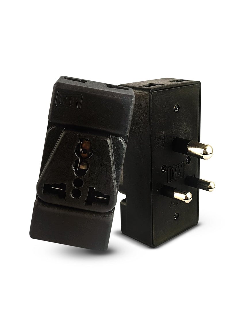 MX MX 3 Pin Multi Plug Socket Travel Adapter Universal Socket 3 in 1 Plug Extension Socket Travel Power Plug Adapter with Dual Inputs for Laptop Phone PC 3 Way Socket Pack of 2  - Image 1
