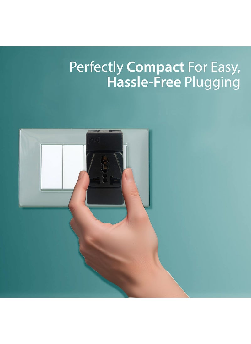 MX MX 3 Pin Multi Plug Socket Travel Adapter Universal Socket 3 in 1 Plug Extension Socket Travel Power Plug Adapter with Dual Inputs for Laptop Phone PC 3 Way Socket Pack of 2  - Image 3