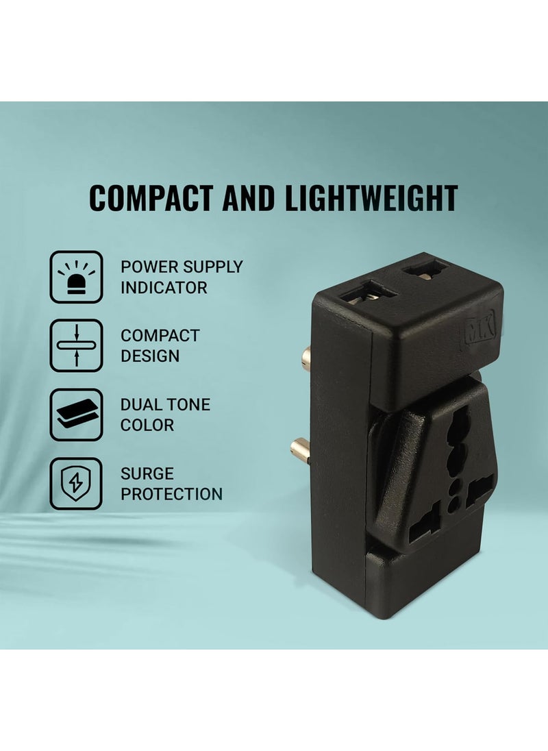 MX MX 3 Pin Multi Plug Socket Travel Adapter Universal Socket 3 in 1 Plug Extension Socket Travel Power Plug Adapter with Dual Inputs for Laptop Phone PC 3 Way Socket Pack of 2  - Image 5