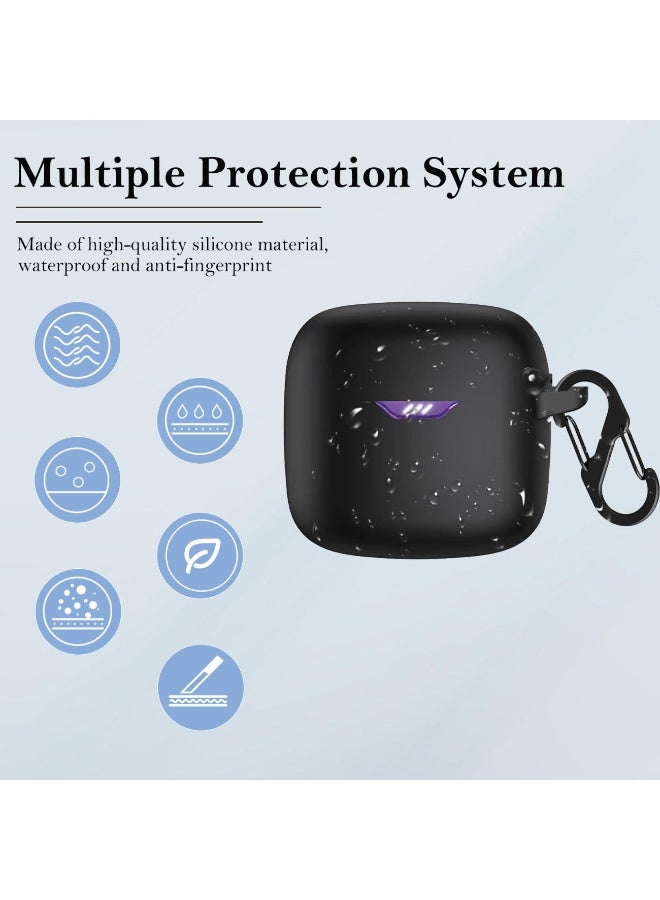 قضية السيليكون لـ JBL Tune Flex 2 سماعة بلوتوث محمولة مقاومة للصدمة مع كرابين (أسود) - Image 3