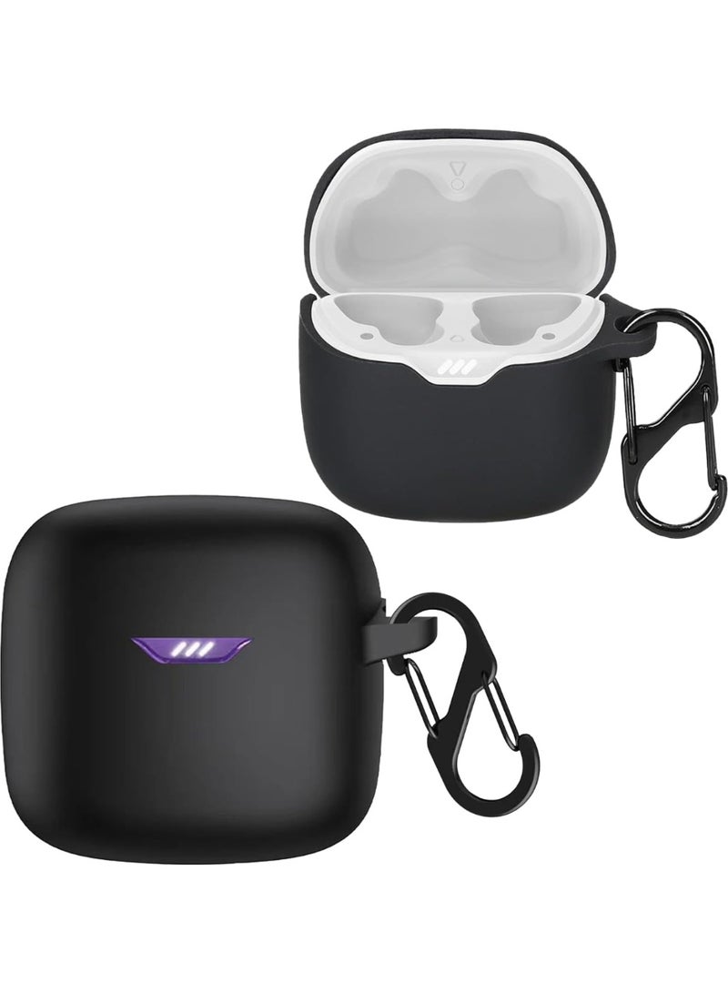قضية السيليكون لـ JBL Tune Flex 2 سماعة بلوتوث محمولة مقاومة للصدمة مع كرابين (أسود) - Image 1